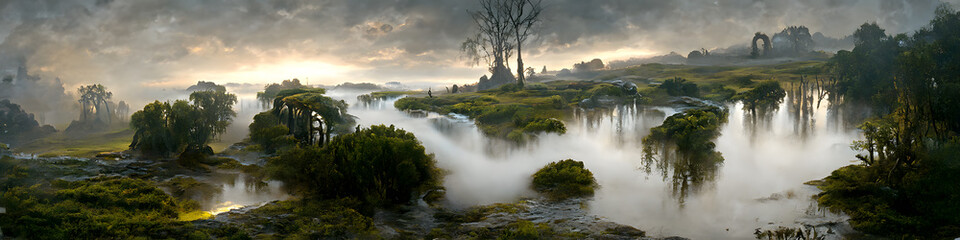 Artistic conception of beautiful landscape painting, background illustration