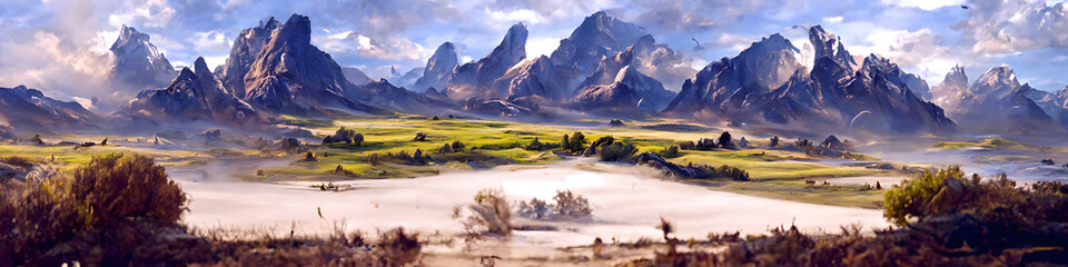 Artistic conception of beautiful landscape painting, background illustration