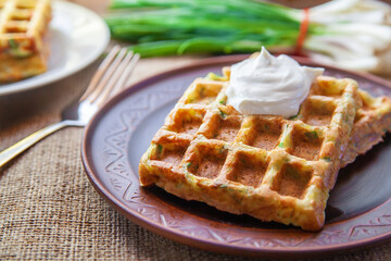 Belgian waffle with white cream