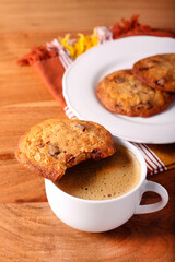 Homemade chocolate chip oat cookies