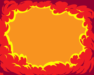 Comic book cartoon frame smoke backgrounds. Pop art cloud  design template page. Hand drawn vector explosion art illustration. 