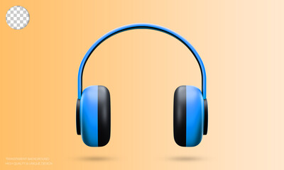 Headphone 3d icon. headset 3d icon. 3d rendered illustration.