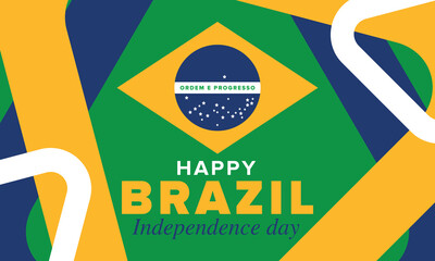 Brazil Independence Day. Happy national holiday. Freedom day. Celebrate annual in September 7. Brazil flag. Patriotic brazilian design. Poster, card, banner, template, background. Vector illustration