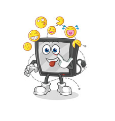 tv laugh and mock character. cartoon mascot vector