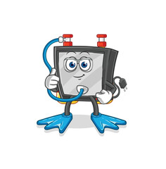 tv diver cartoon. cartoon mascot vector