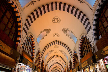 Istanbul, Turkey - 2022: the Egyptian Bazaar or Misir Carsisi in Istanbul.