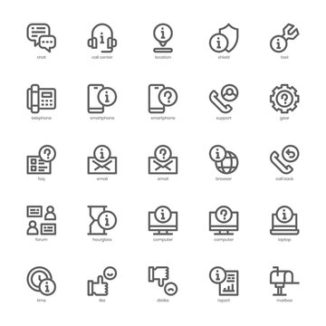 Help and Support icon pack for your website, mobile, presentation, and logo design. Help and Support icon outline design. Vector graphics illustration and editable stroke.