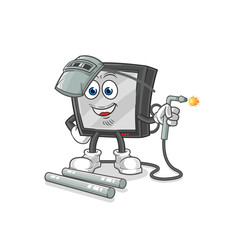 Fototapeta premium tv welder mascot. cartoon vector