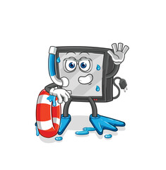 tv swimmer with buoy mascot. cartoon vector