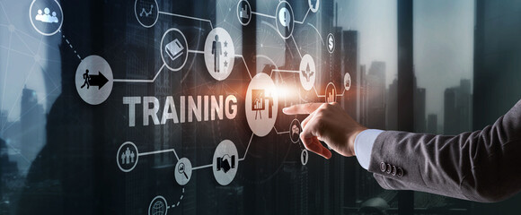 Fototapeta na wymiar Training Education Motivation E-learning Business concept on virtual screen