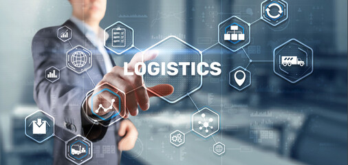 Logistic network distribution and transport concept. Goods delivery