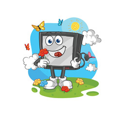 tv pick flowers in spring. character vector