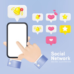 3D vector icon symbol social media notification on bubble speech. Comments emoji icon mention or reply sign with social media.