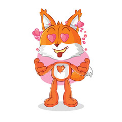 fox fallin love vector. cartoon character