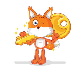 fox carry the key mascot. cartoon vector
