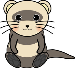 座る可愛いフェレット