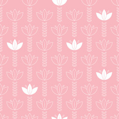 Seamless pattern with white flowers