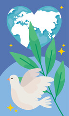 peace dove with heart earth