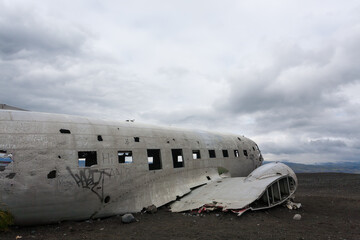 Solheimasandur plane wreck view. South Iceland landmark