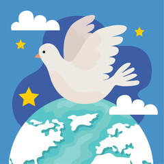 peace dove with earth