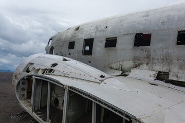Solheimasandur plane wreck view. South Iceland landmark