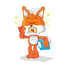 fox yawn character. cartoon mascot vector