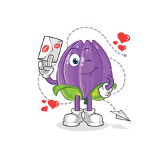 tulip hold love letter illustration. character vector