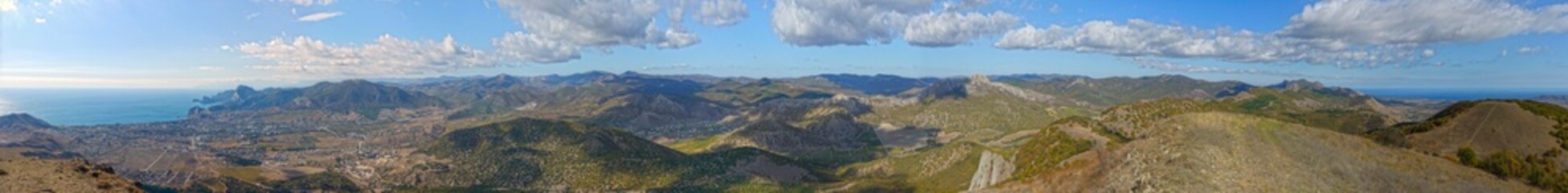 View towards Sudak area from Ai-Georg mountain, Crimea, Russia.