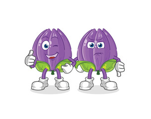 tulip thumbs up and thumbs down. cartoon mascot vector
