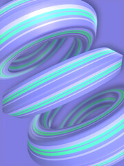 Spiral with neon stripes and depth of field effect. 3d rendering digital illustration background
