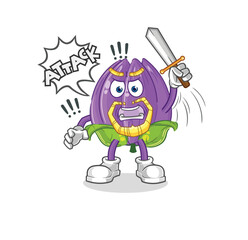 tulip knights attack with sword. cartoon mascot vector