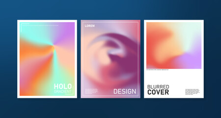 Fluid liquid abstract gradient background vector minimal style poster cover. Blurred holographic effect modern design for flyer, brochure, A4 leaflet social media network vector illustration