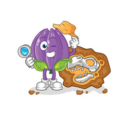 tulip archaeologists with fossils mascot. cartoon vector