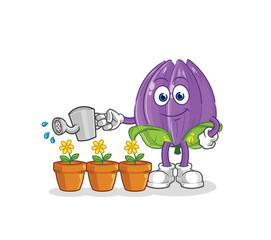 tulip watering the flowers mascot. cartoon vector