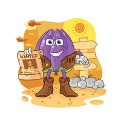 tulip cowboy with wanted paper. cartoon mascot vector