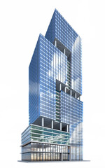 Realistic skyscraper building isolated on white background. 3d illustration