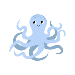 Cute vector ocean illustration with octopus.Underwater cartoon creatures.Marine animals.Cute childrens design for fabric, clothing,book, postcard,wrapping paper