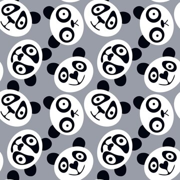 Animals cartoon seamless panda pattern for kids clothes print and wrapping and accessories and fabrics