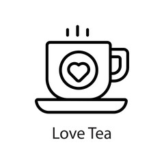 Love Tea vector Outline Icon Design illustration on White background. EPS 10 File 
