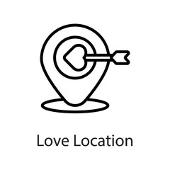 Love Location vector Outline Icon Design illustration on White background. EPS 10 File 