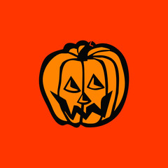 illustration vector graphic of pumpkin head halloween. perfect for tshirt, sweater, mug, pin poster, curtains and blanket.