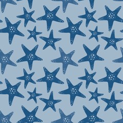 Obraz premium Summer ocean seamless sea star pattern for clothes print and accessories and kids and fabrics and wrapping paper