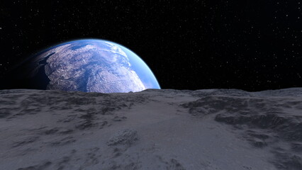 Obraz na płótnie Canvas 惑星の地表と地球
