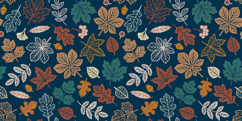 Fall vector seamless pattern for season fabric, decoration, wallpaper and wrapping paper © Elena