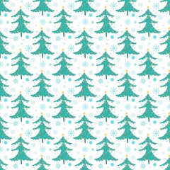 Obraz premium Winter new year seamless Christmas trees balls toys pattern for wrapping and clothes print and accessories and gifts box