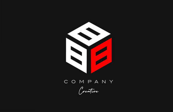 B red white three letter cube alphabet letter logo icon design. Creative template for company and business