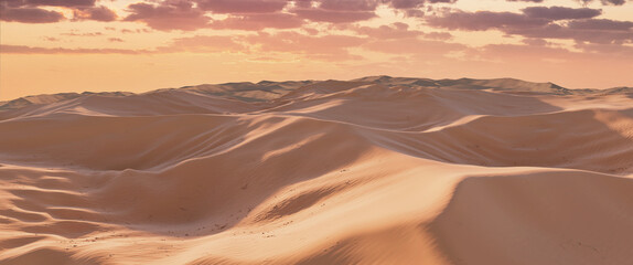 Fototapeta na wymiar sunset in the desert, art work Blender 