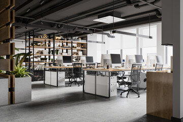 Modern Interior Open Office Workspace 3d Rendering