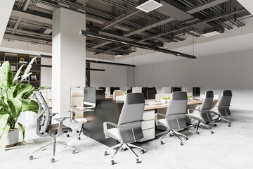 Modern Interior Open Office Workspace 3d Rendering