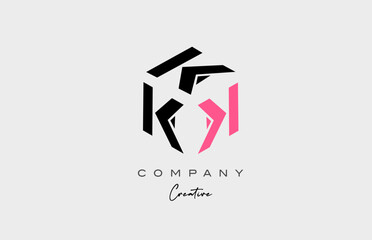 Fototapeta premium pink K three letter alphabet letter logo icon design. Creative template for business and company